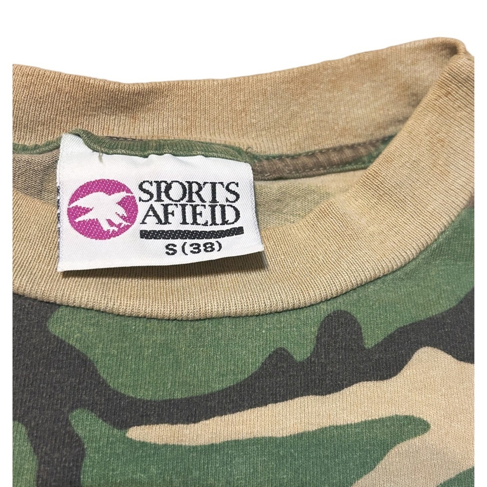 Vintage Sports Afield Camo T Shirt USA Made Distressed 90s Small - Picture 2 of 12